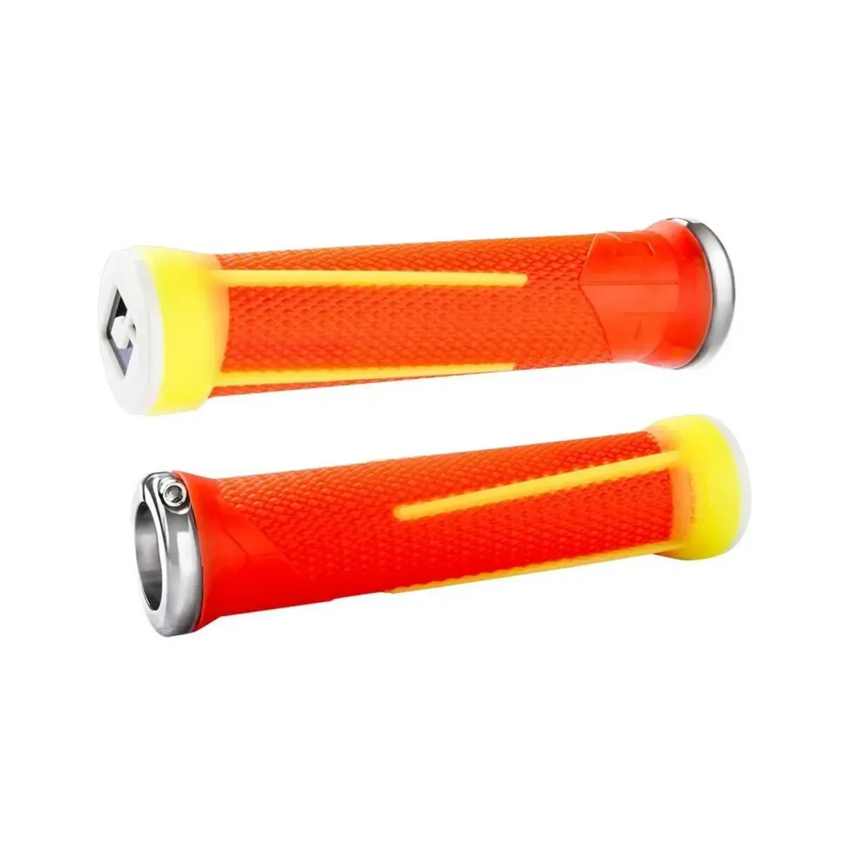 Odi Ag-1 Lock-On Grips Fl. Org/Fl. White/Silver Clamps